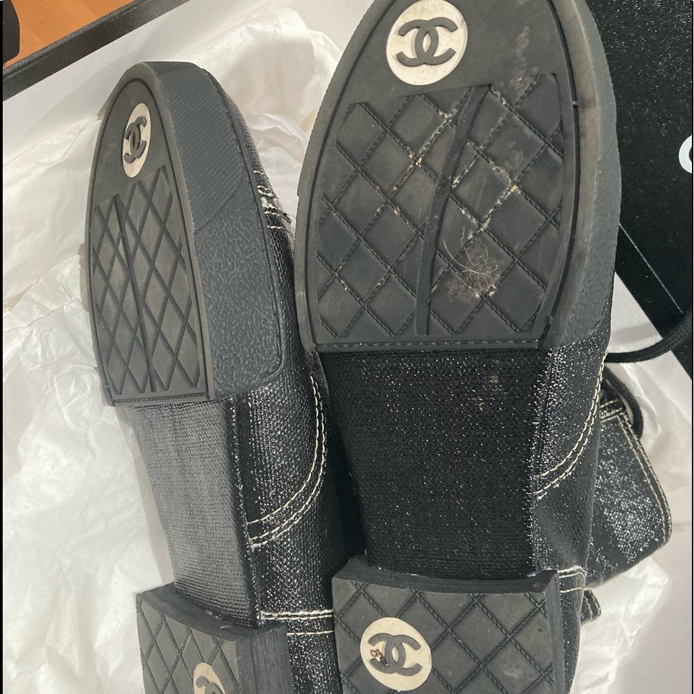 CHANEL Coated Canvas Lace Up Combat Boots 37 Black - Picture 14 of 15